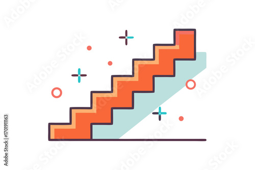 Step line element zig zag staircase like vector line