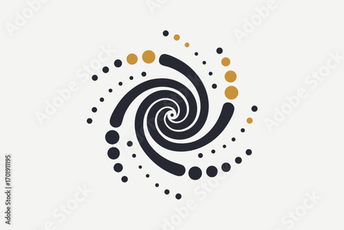 Swirling dot cluster creating elegant spiraling outward motion design