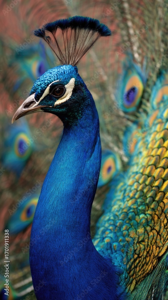 Obraz premium Peacock displaying vibrant feathers in nature