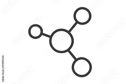 Molecule icon in single line style. Atom symbol for chemistry, science. Network connection structure concept. Hub, data, communication, technology, link. Flat vector logo.