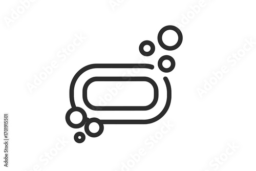 Soap bar with bubbles line icon. Hygiene and cleaning symbol. Minimalist vector for web and graphic design. Body care, wash, bathroom pictogram. Purity and sanitation concept.