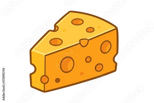 Cheese wedge vector icon. Cartoon Swiss cheese illustration. Dairy food, milk product concept. Isolated clipart for graphic design, app, menu, grocery, cooking ingredient.