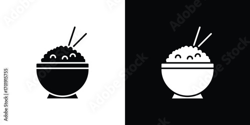 Rice bowl icon symbol for templates, web design and infographics