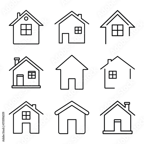 house icons set.line art icon