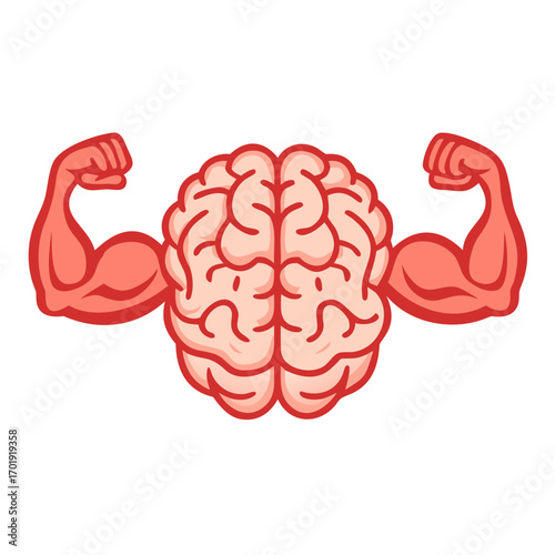 vector illustration of human brain with red ribbon