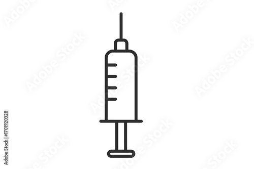 Syringe thin line vector icon. Medical injection, vaccination, healthcare concept. Outline syringe illustration for hospital, pharmacy, doctor, nurse, medicine, vaccine, immunization, clinical design.
