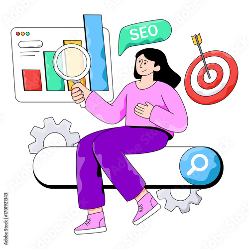Conceptual flat design illustration of search engine optimization