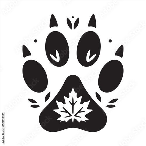dog pow vector silhouette outline logo design concept illustration