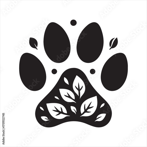 dog pow vector silhouette outline logo design concept illustration