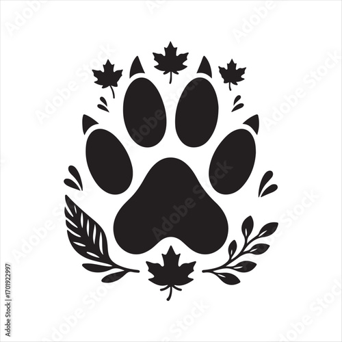 dog pow vector silhouette outline logo design concept illustration