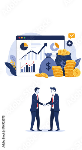 Business collaboration and financial growth strategy analysis meeting for investment opportunities