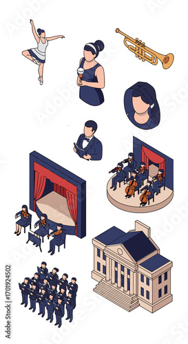 Illustrations of performing arts and cultural venues for public engagement