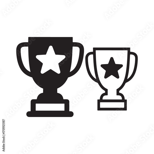 Bold Solid Trophy with Star and Minimalist Outline Trophy Design.