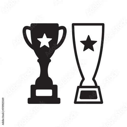 Bold Solid Trophy with Star and Minimalist Outline Trophy Design.