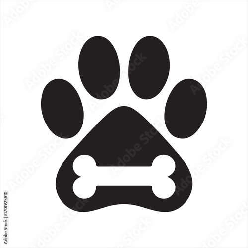 dog pow vector silhouette outline logo design concept illustration
