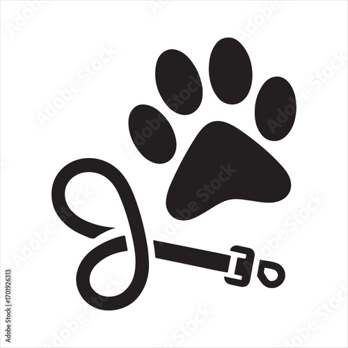 dog pow vector silhouette outline logo design concept illustration