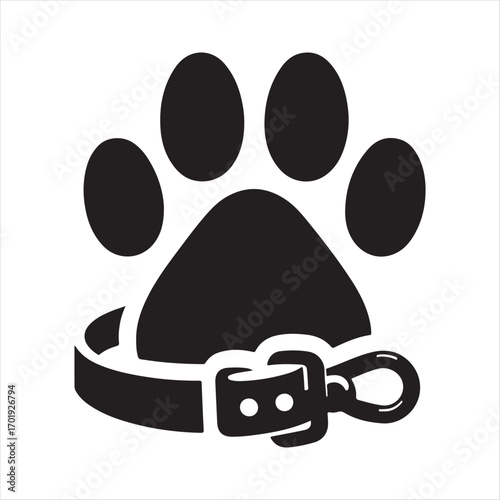 dog pow vector silhouette outline logo design concept illustration
