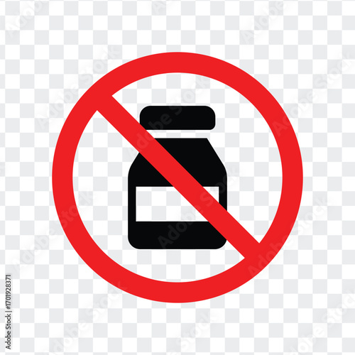 Medicine Bottle Prohibited Icon Transparent Background