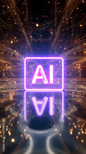 Futuristic digital background Dynamic ai technology showcase in a futuristic environment visual content abstract viewpoint with immersive abstract motion graphics, modern technology style, glowing