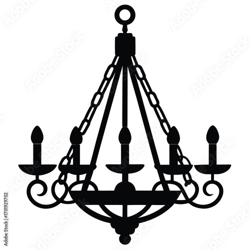 rustic wooden chandelier vector icon