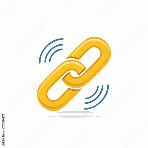 Illustration of golden chain links with animated waves and a shadow