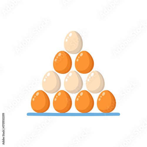 Eggs Pyramid Featuring Cream and Brown Hues Set atop of a Blue Base. A Farm Fresh Pile of Proteins
