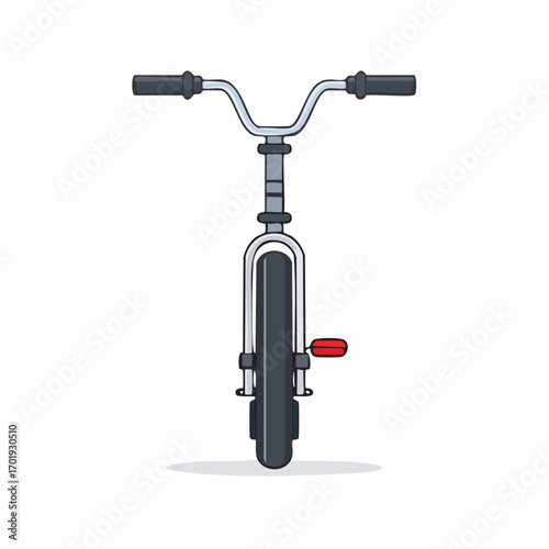 Front View Vector Illustration of a Unicycle with Handlebars and Single Wheel
