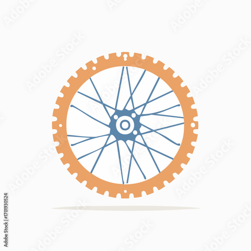 Isolated bicycle wheel with knobby tire, rim, and spokes, enhancing cycling performance and providing a smooth ride on outdoor adventures