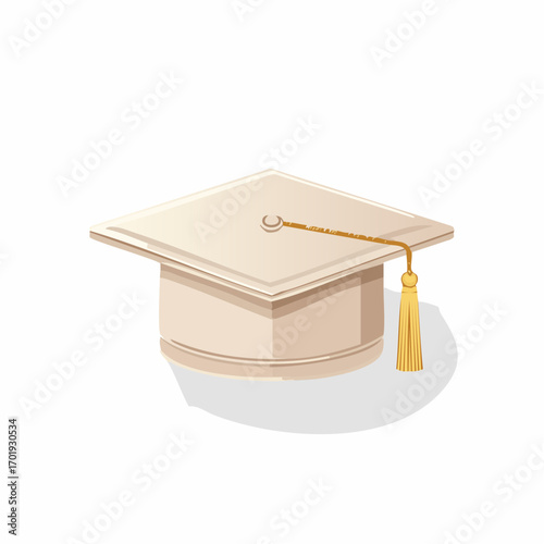 Classic cream graduation cap with golden tassel symbolizing academic achievement and celebration of success