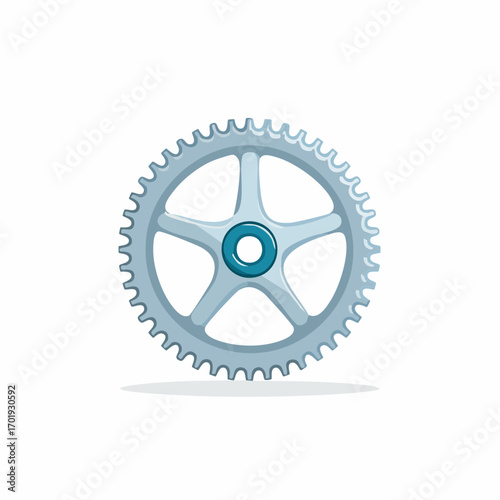 Sprocket Illustration of a Bike Chainring, Part of a Bicycle or Machine Mechanism for Engineering Blue and Steel