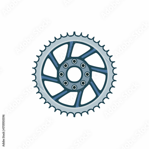 Illustrated Bicycle Chainring Icon Isolated on White Transportation and Cycle Parts Graphic