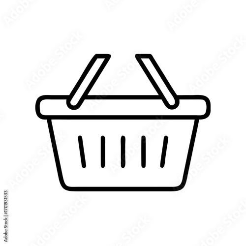 Shopping basket icon in simple line design  