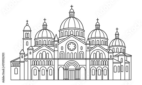 Intricate basilica coloring page design for creative relaxation and art therapy