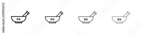 RX icons. thin line symbols in strokes