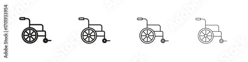 Wheelchair icons. thin line symbols in strokes