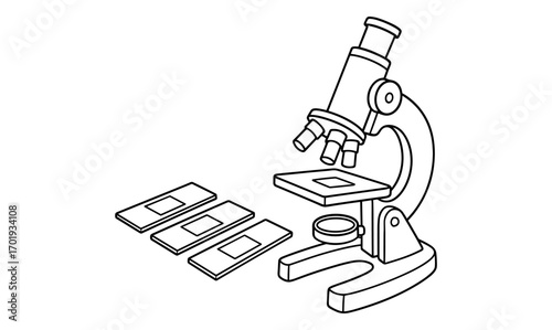 Scientific exploration illustration with microscope and slides for educational design