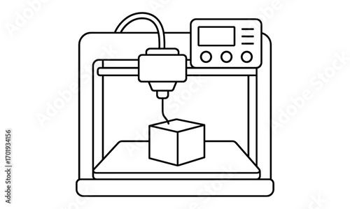 Simple 3d printer coloring page for kids' creative activity and learning