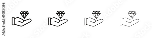 Value icons. thin line symbols in strokes