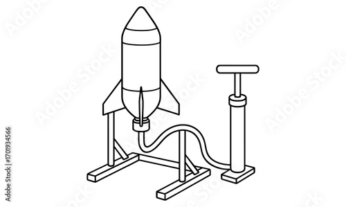 Simple water bottle rocket illustration for educational use and diy projects