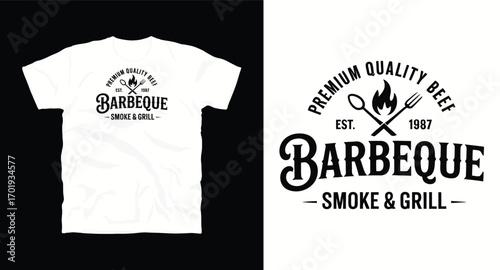 Premium Quality Beef BBQ typography vintage vector T-shirt design print