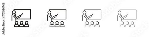 Training icons. thin line symbols in strokes