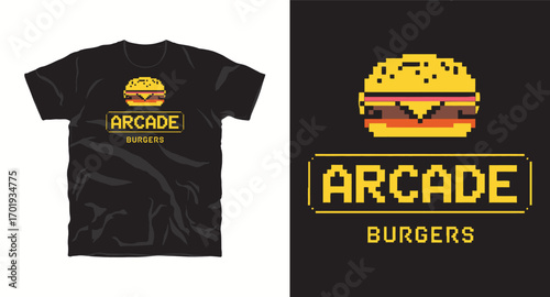 Arcade typography vintage burger t-shirt design print