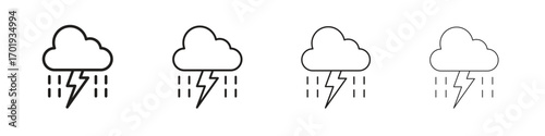 Thunderstorm icons. thin line symbols in strokes