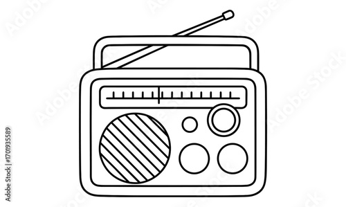 Retro radio coloring page for creative kids activities and art projects