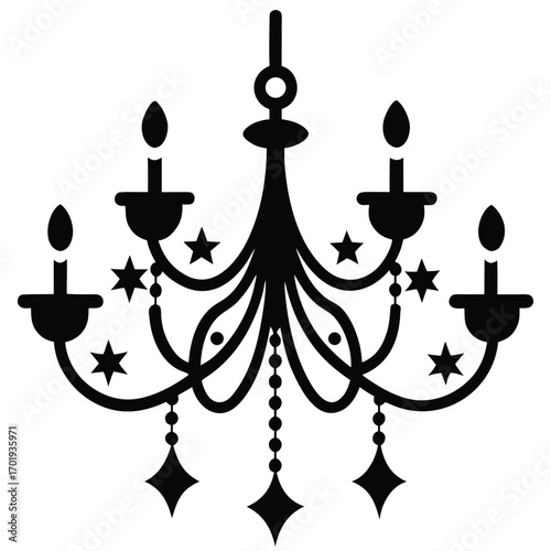 magical fairy light chandelier vector icon