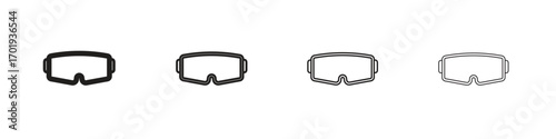 Ski goggles icons. thin line symbols in strokes