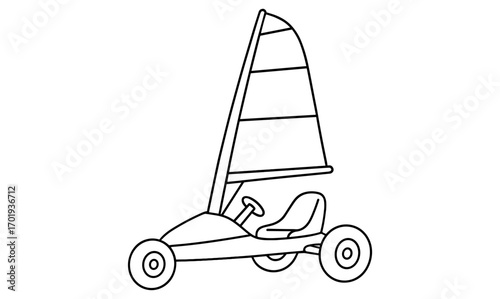 Wind powered car illustration for engaging kids coloring activity or educational material