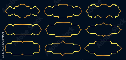Golden ramadan islamic frames outline borders shapes rectangular