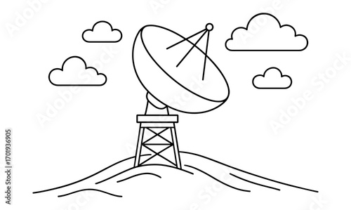 Weather radar coloring page for kids – simple line art with clouds
