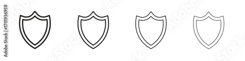 Shield icons. thin line symbols in strokes